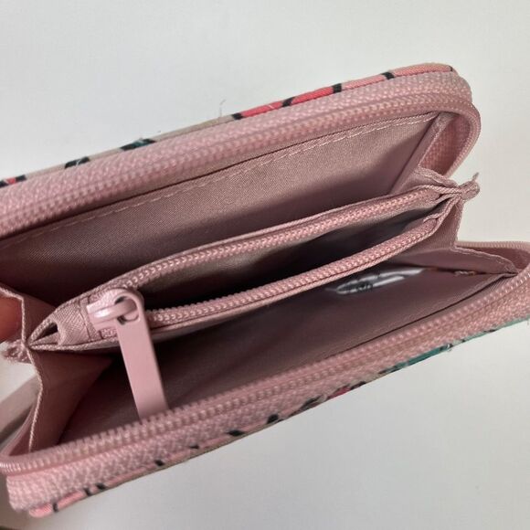 Vera Bradley Pink Quilted Vintage Floral Zip-Around ID Case Wallet - Picture 5 of 13